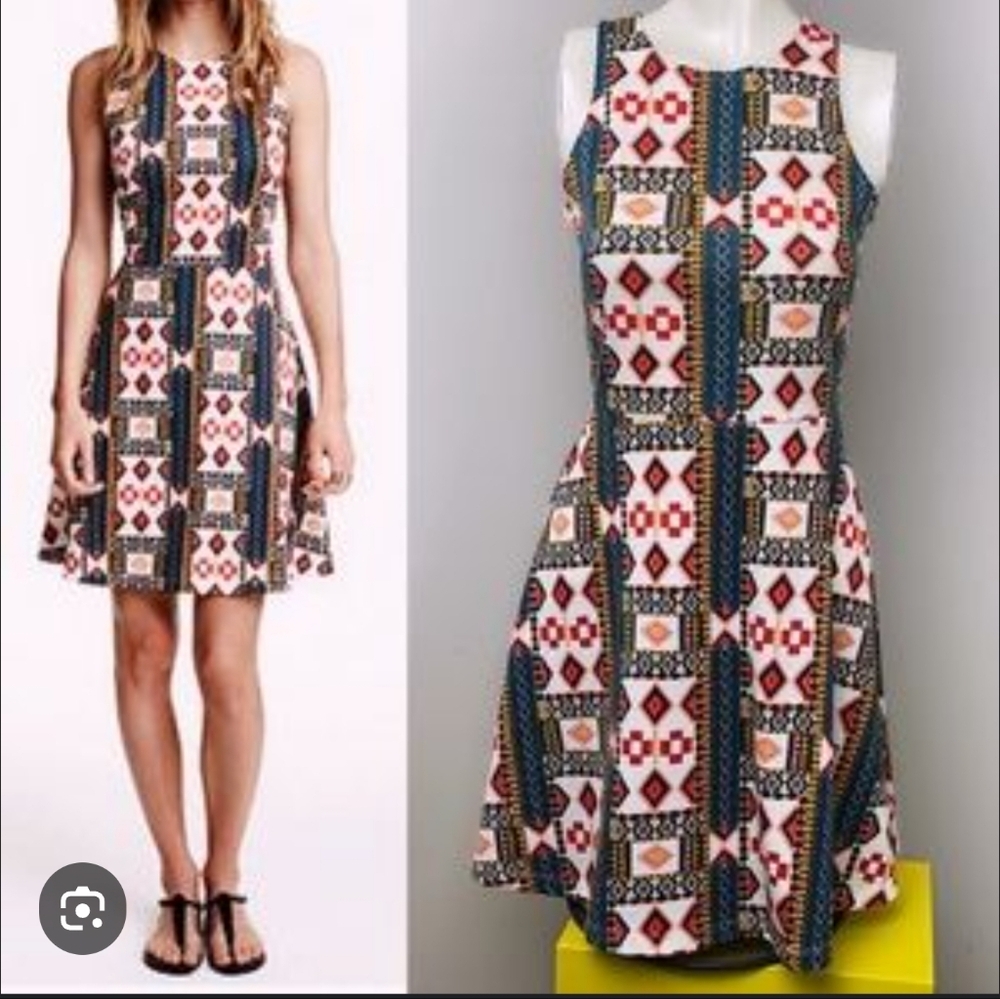 Geometric Patterned Sleeveless Dress